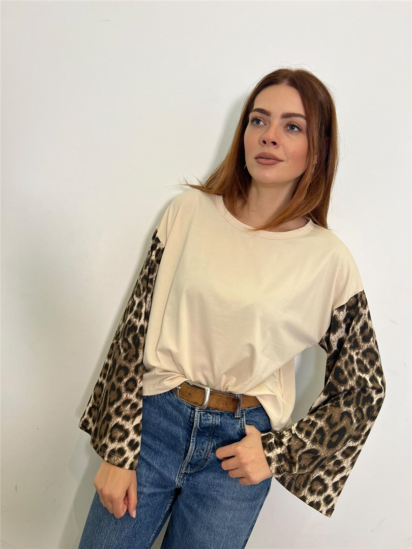T Shirt M/lunga Campana Stampa Macula - Haveone cod. TXT_R042  color:burro