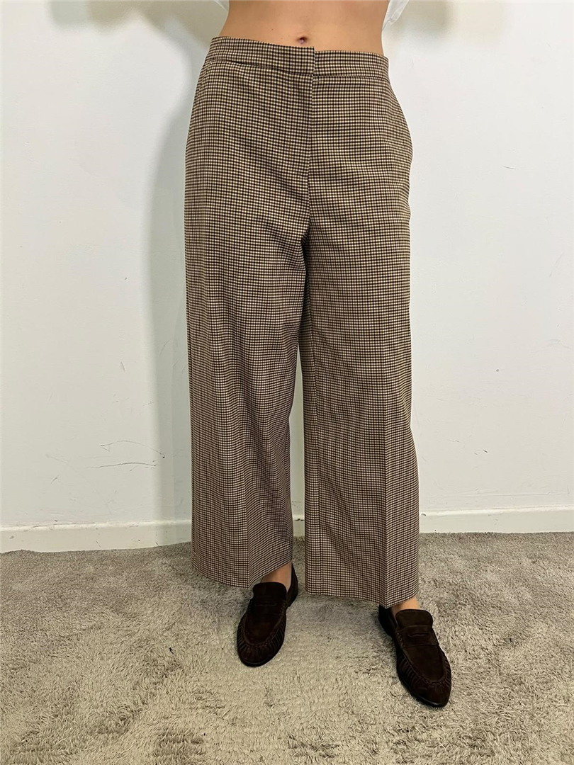 Pantalone Palazzo Fantasia Microcheck - Imperial cod. P8E5MCN  color:cammello/bordeaux