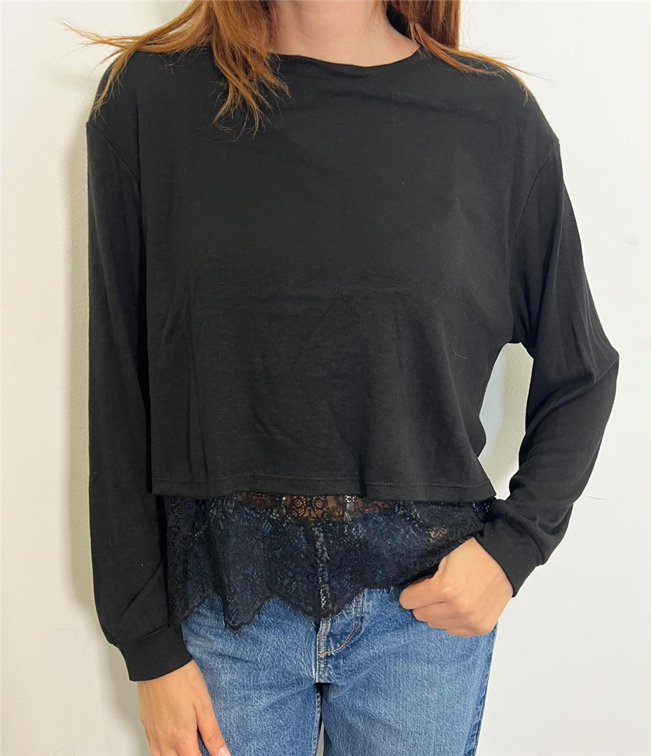 Maglia Con Pizzo Alto Sul Fondo - Haveone cod. MMA_R276  color:nero