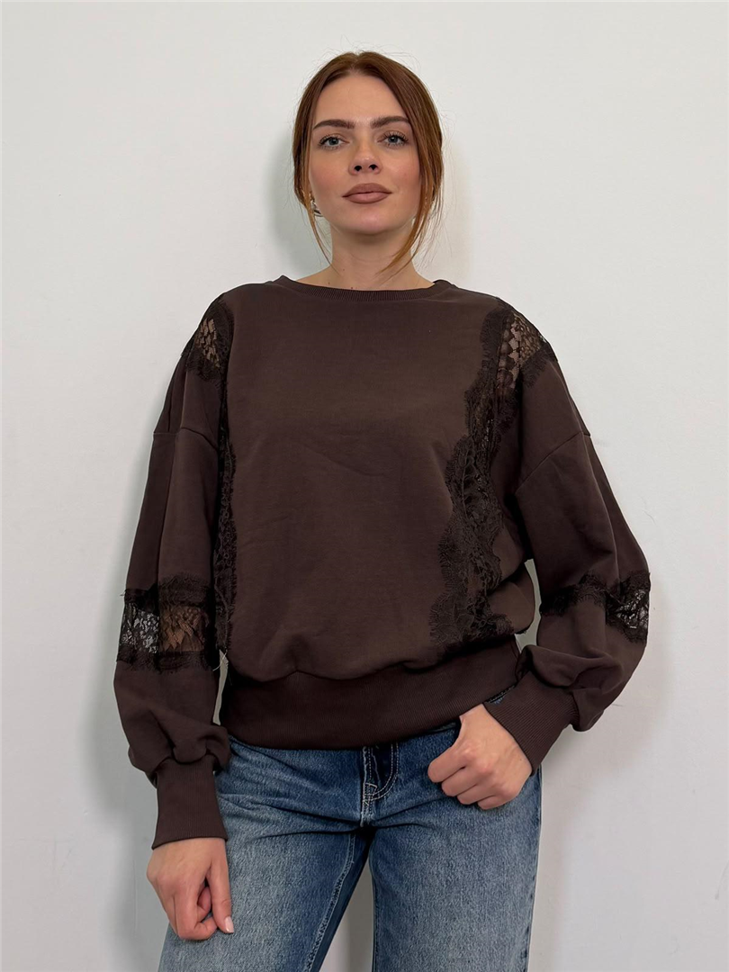 Felpa Con Pizzo - Haveone cod. FMA_R049  color:moro