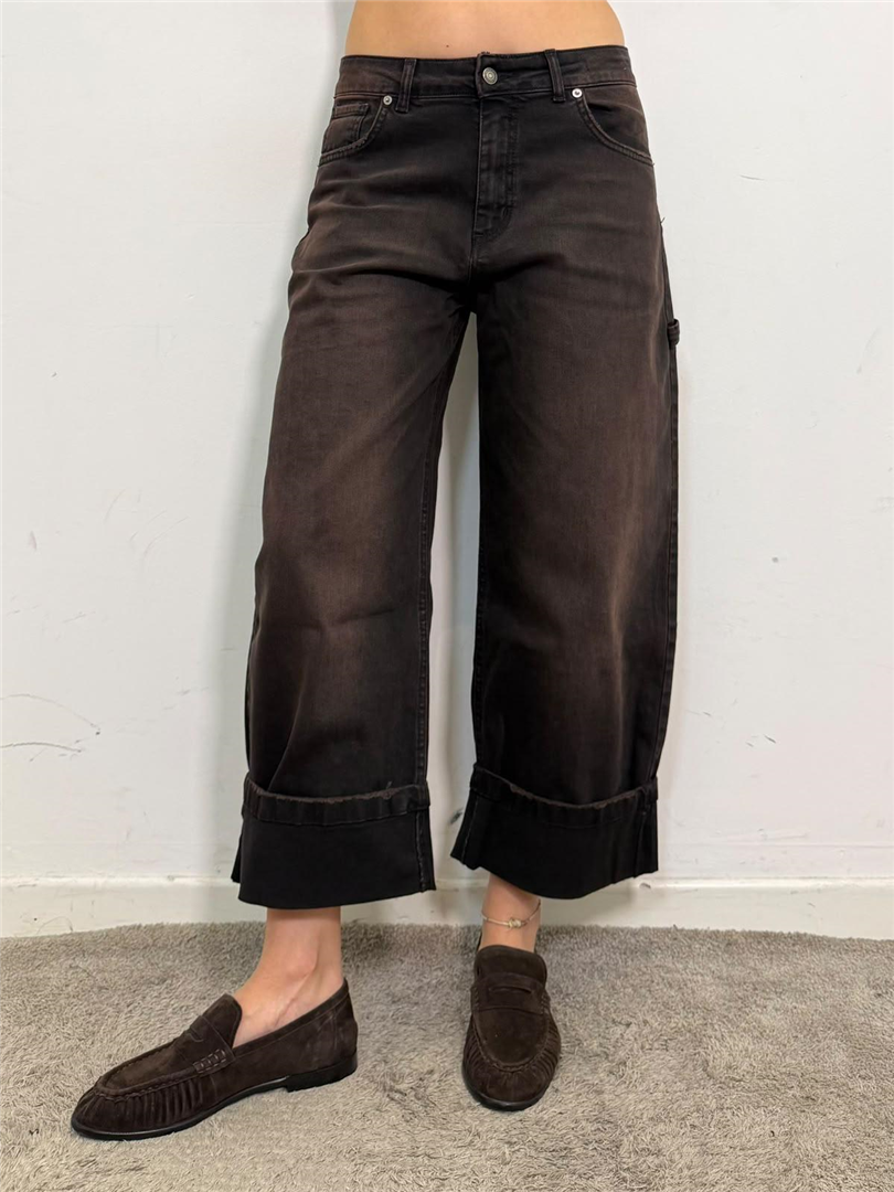 Jeans Kuma Wide Leg Con Maxi Risvolto. - Vicolo cod. DAC5301  color:denim nero dirty