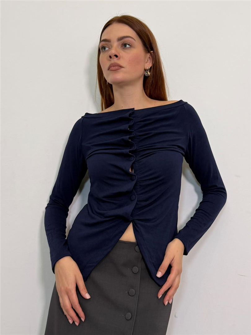 Camicia Shiffer Arricciatura Frontale - Haveone cod. CSH_R118  color:blu