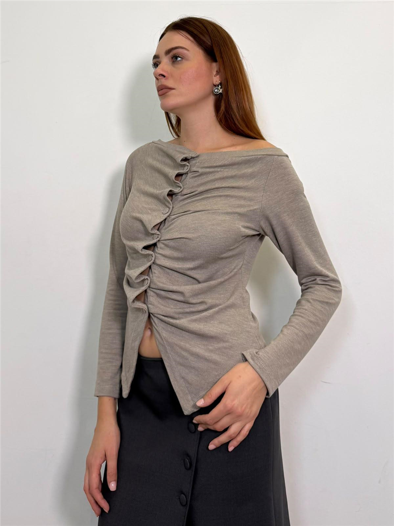 Camicia Shiffer Arricciatura Frontale - Haveone cod. CSH_R118  color:beige melange