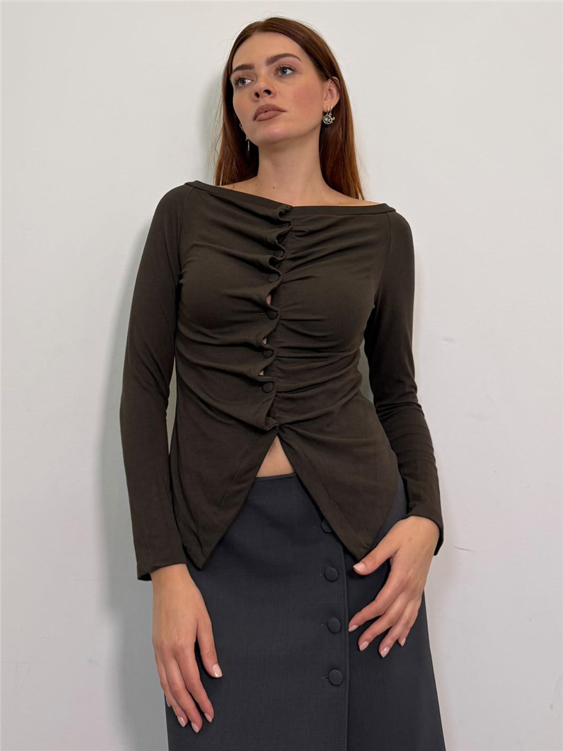 Camicia Shiffer Arricciatura Frontale - Haveone cod. CSH_R118  color:moro