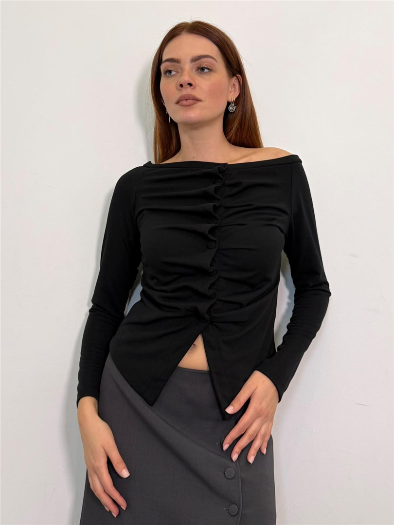 Camicia Shiffer Arricciatura Frontale - Haveone cod. CSH_R118  color:nero