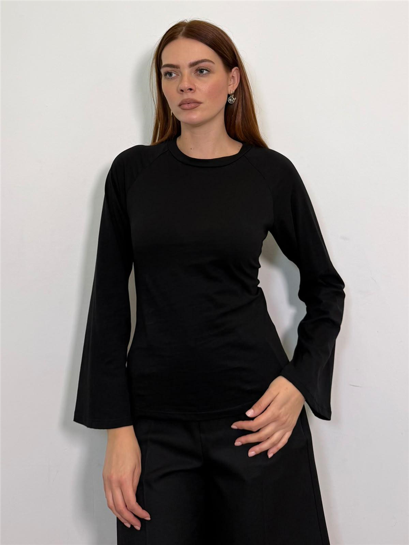 Maglia Con Maniche A Campana E Corsetto Stringato Sul Retro - Vicolo cod. TAC1661  color:nero