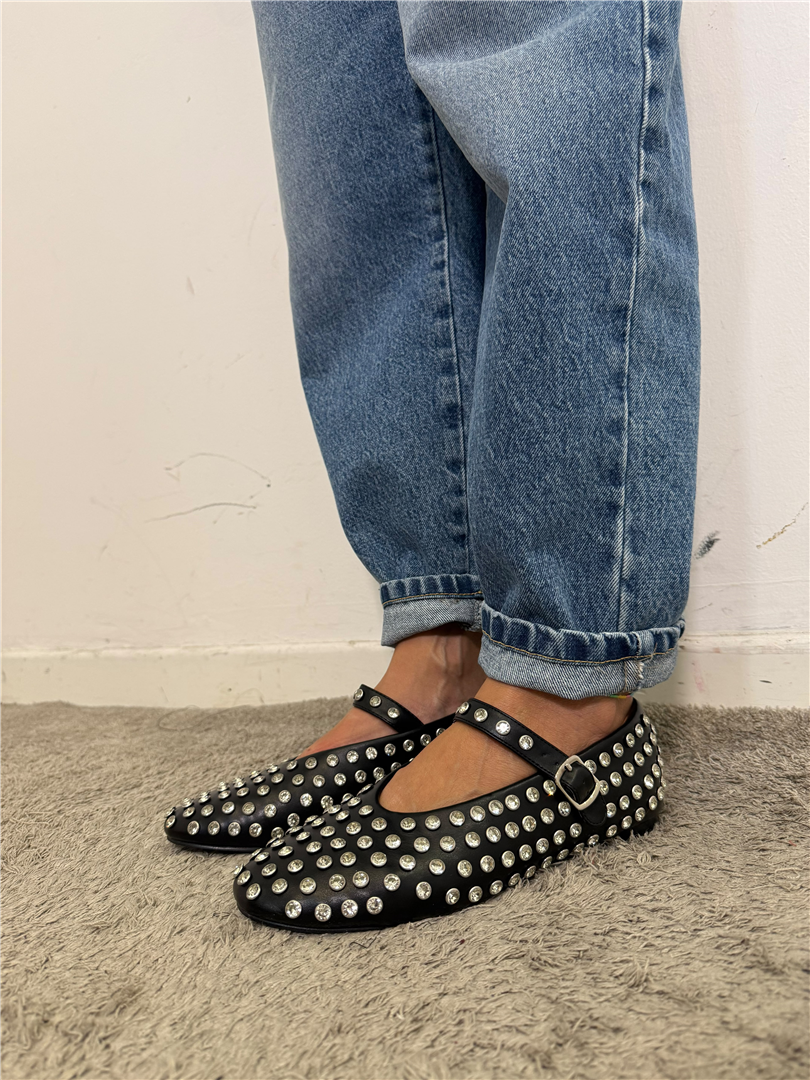 Ballerina Mary Jane Con Strass All Over - Ovye' cod. 26/GGGD182  color:nero