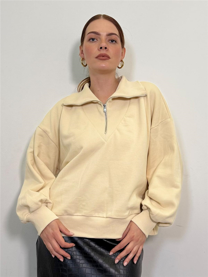 Felpa Zip Collo Vulcano - Haveone cod. FMA_R053  color:nocciola