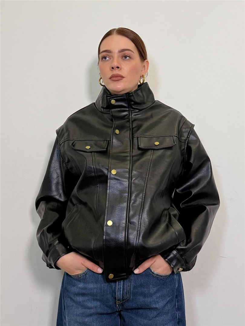Bomber Ecopelle - Vicolo cod. TAC1738  color:nero