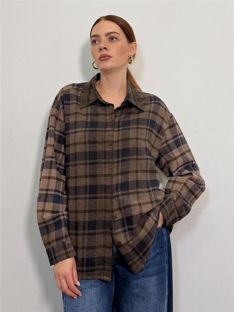 Camicia Over Check - Vicolo cod. TAC1759  color:moro