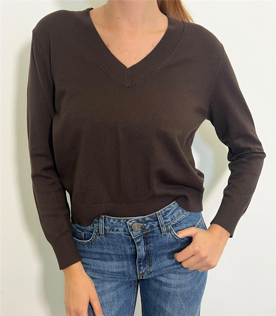 Maglione Pullover Scollo V Vestibilità Regular - Please cod. M6920C6980  color:moro