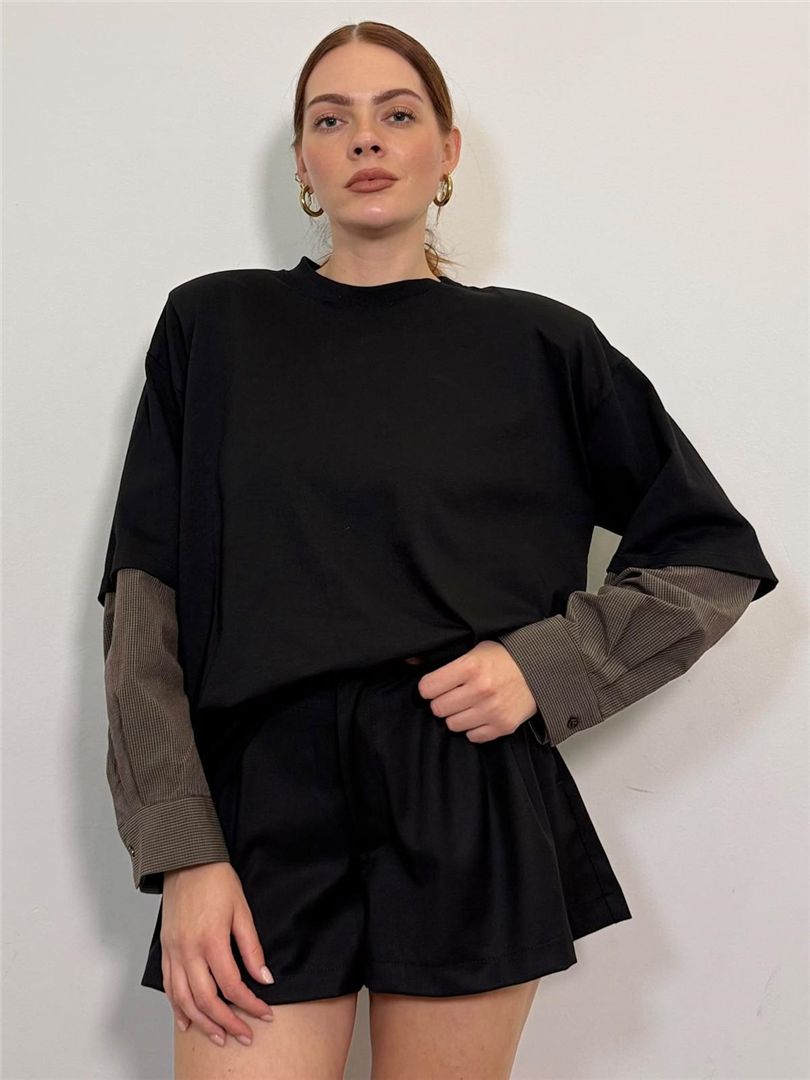 Tshirt Manica Camicia Over Con Spallina - Vicolo cod. UAC0228  color:nero