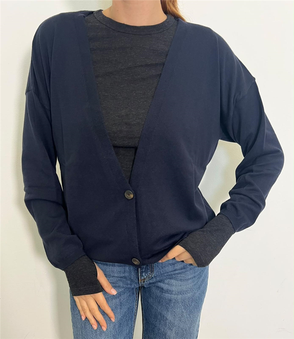 Cardigan Rasato Scollo A V Profondo - Vicolo cod. 2AC2172  color:blu