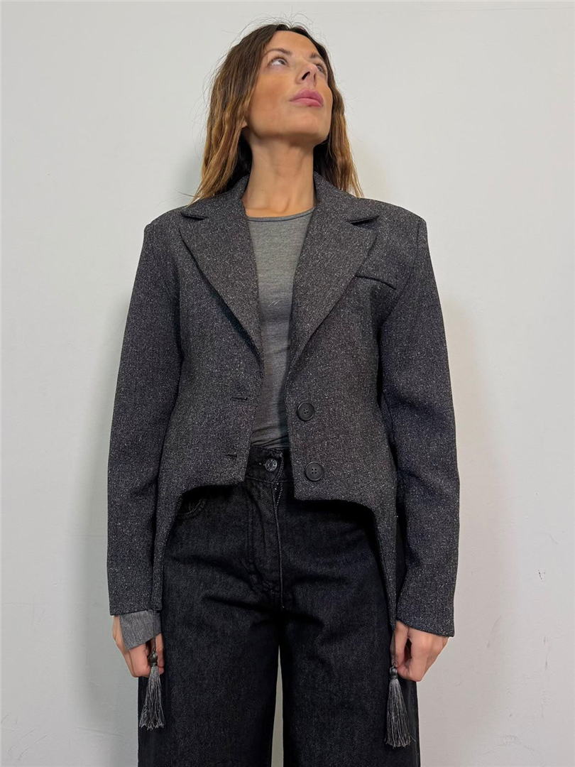 Blazer Crop Con Nappine Sul Fondo - Philia Loft cod. D03E0828  color:antracite
