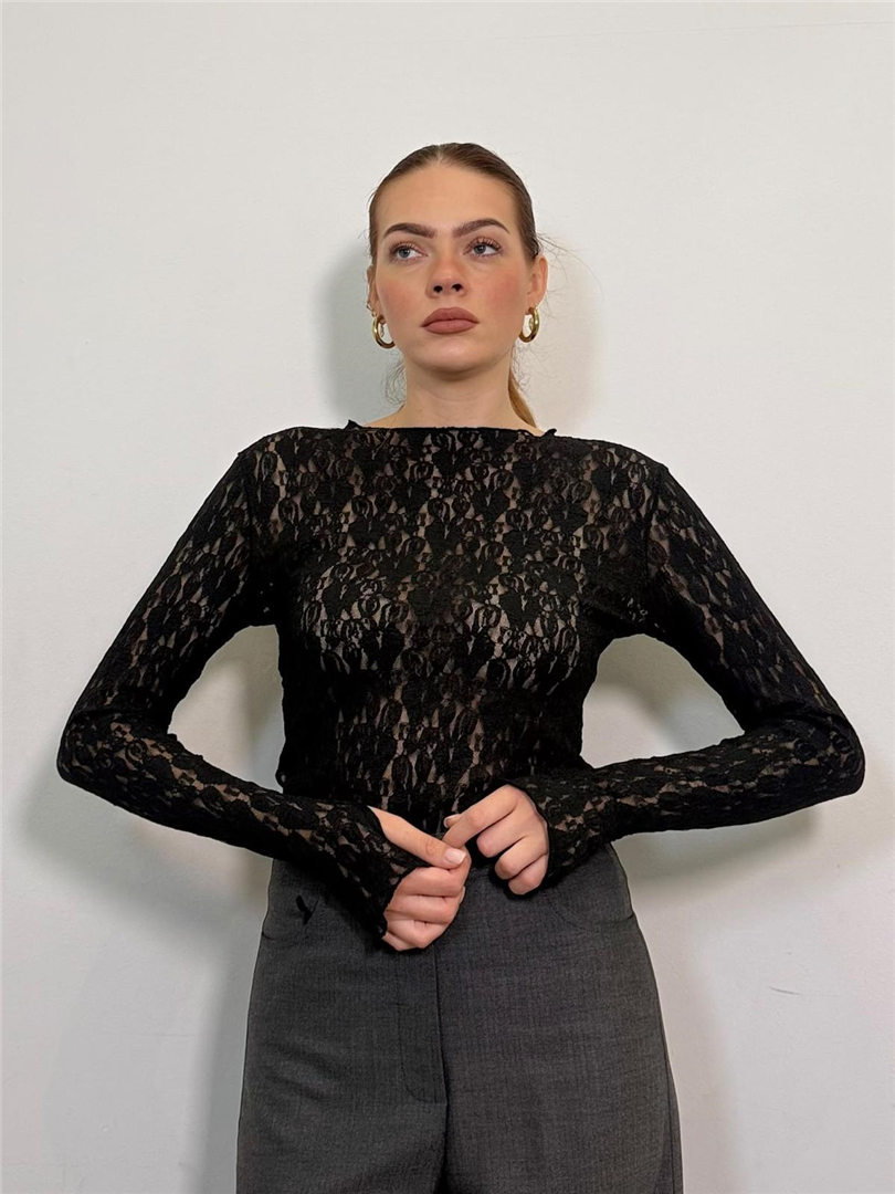 Tshirt Girocollo In Pizzo - Vicolo cod. TAC1750  color:nero