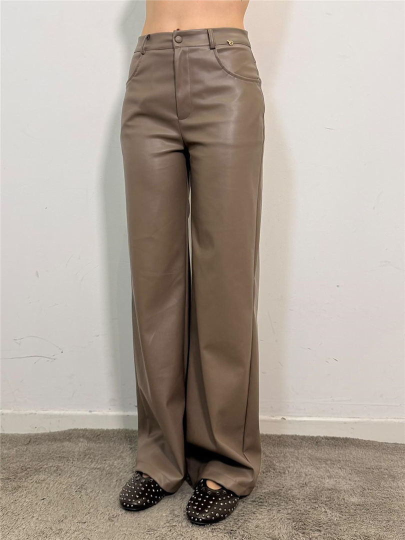 Pantalone Palazzo Ecopelle - Philia Loft cod. D03N0872  color:fango