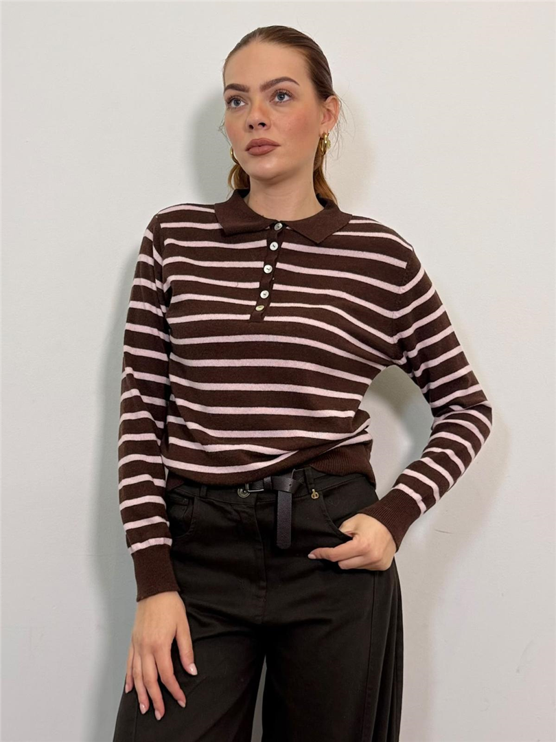 Maglia Polo A Righe - Philia Loft cod. S03Y0364  color:moro