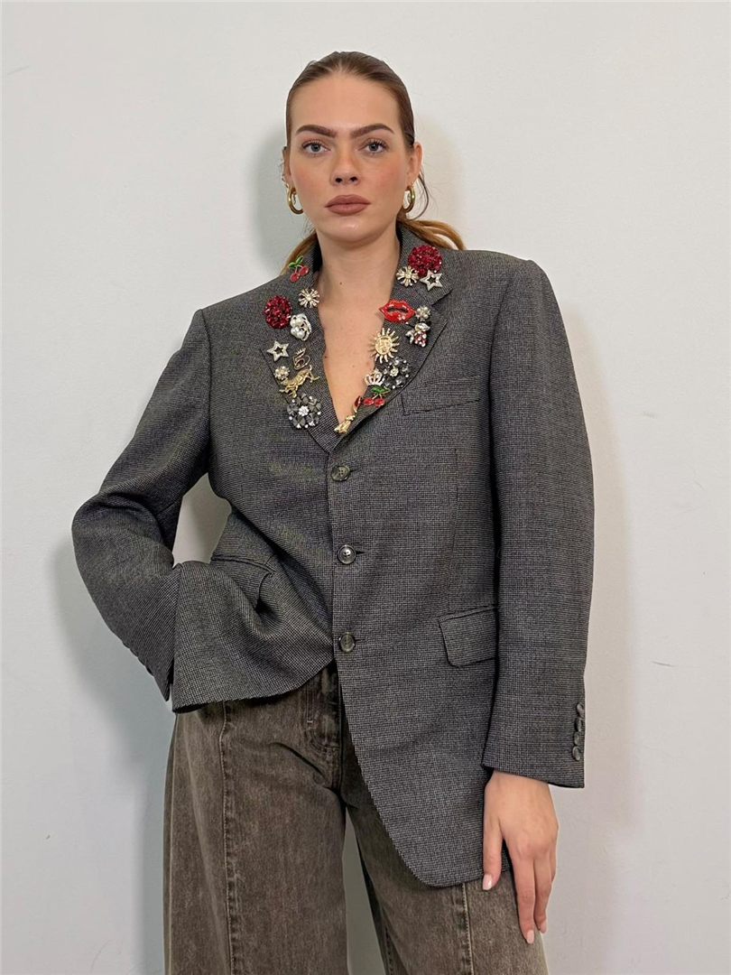 Blazer Over Vintage Con Dettaglio Spille - Souvenir cod. F40X1221  color:unica