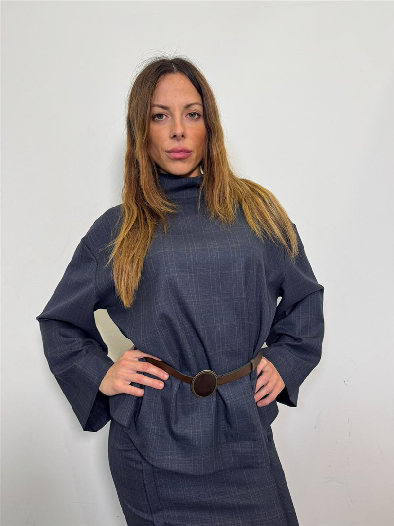 Blusa Manica Ampia Con Cintura - Souvenir cod. M40F1115  color:blu