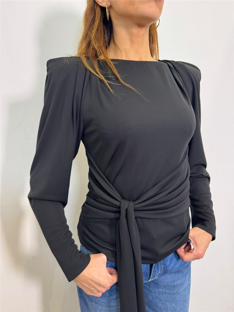 Blusa Con Nodo E Spalline - Souvenir cod. S40M1232  color:nero