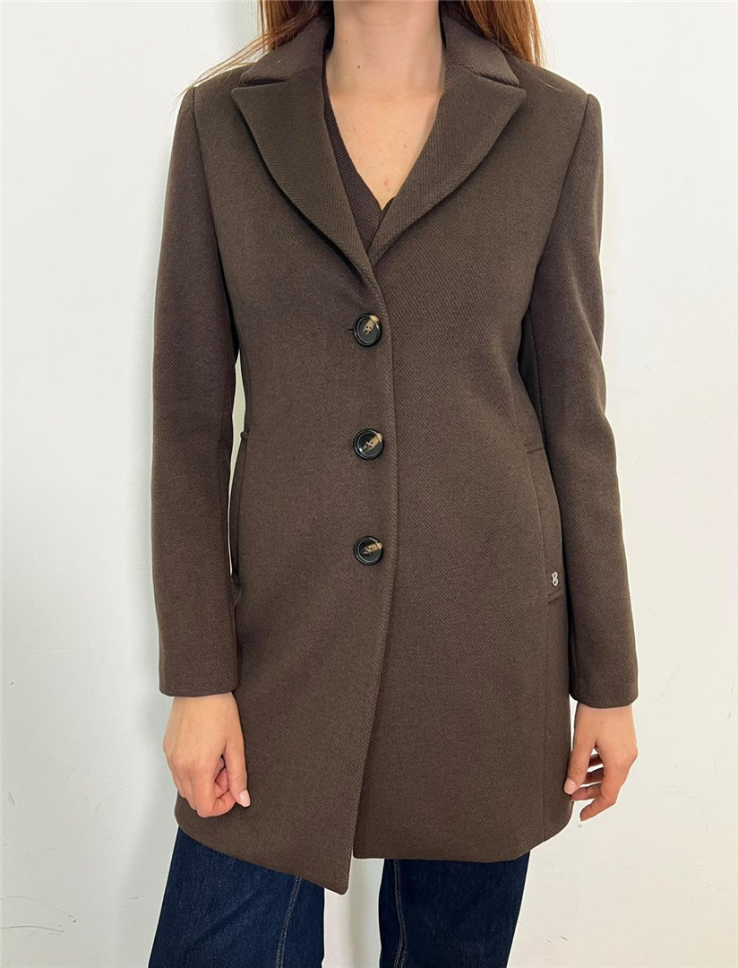 Cappotto Lungo Tre Bottoni - Please cod. K493UNATAS  color:cioccolato