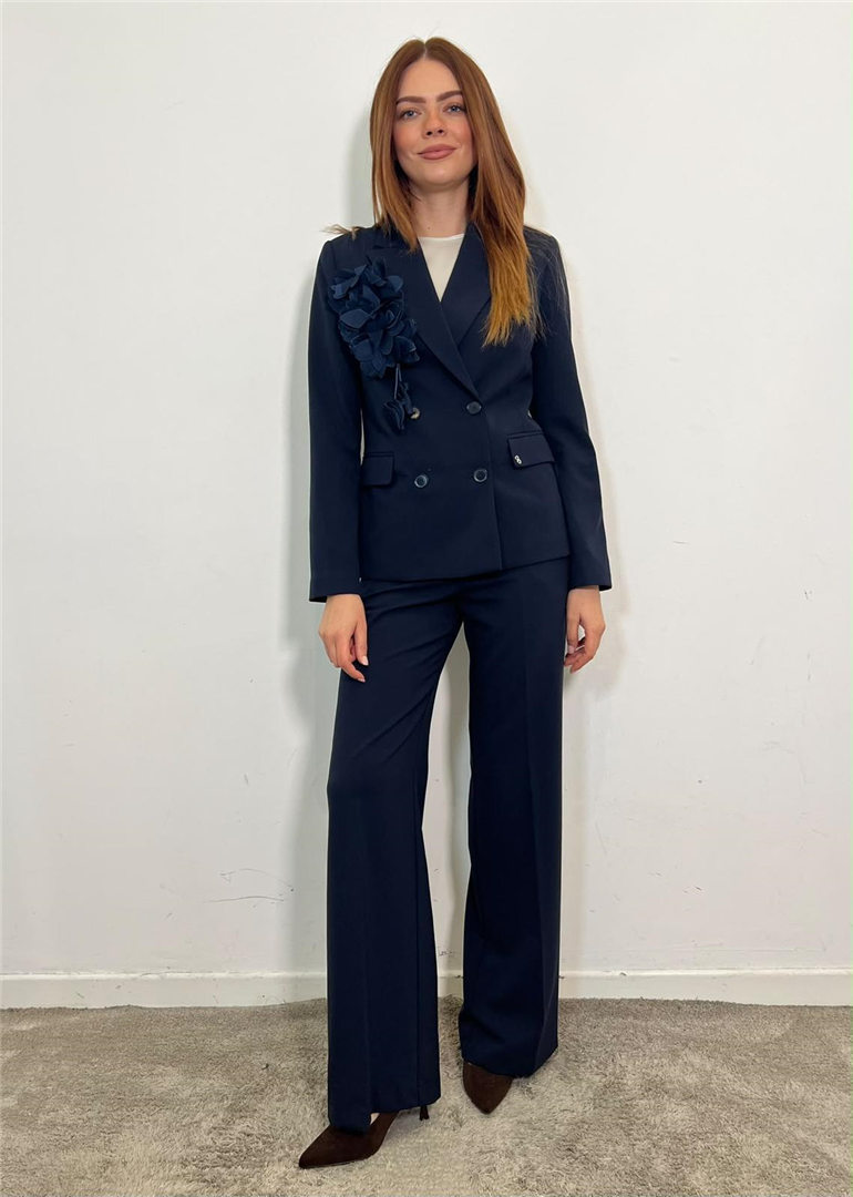 Completo Blazer Over E Panatlone Palazzo - Please cod. N493UNOCCI  color:blu