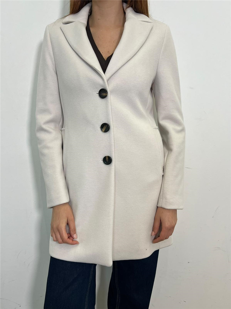 Cappotto Lungo Tre Bottoni - Please cod. K493UNATAS  color:panna
