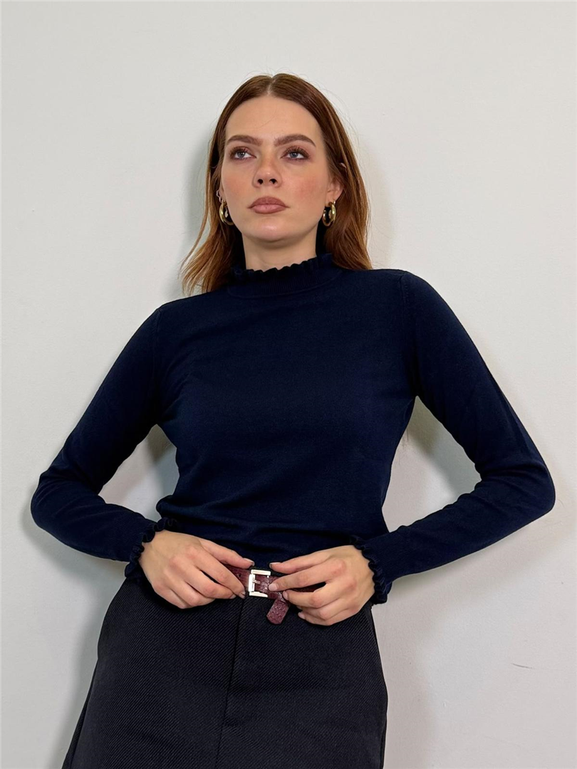 Maglia Mezzo Collo Con Rouches - Haveone cod. MNC_R086  color:navy