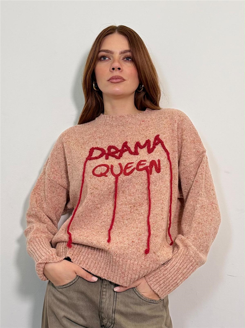 Maglia Girocollo Con Ricamo - Haveone cod. MHO_R154  color:rosa