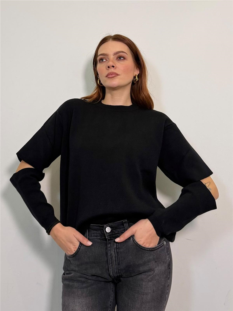 Maglia Cut Out Braccia - Haveone cod. MNC_R181  color:nero
