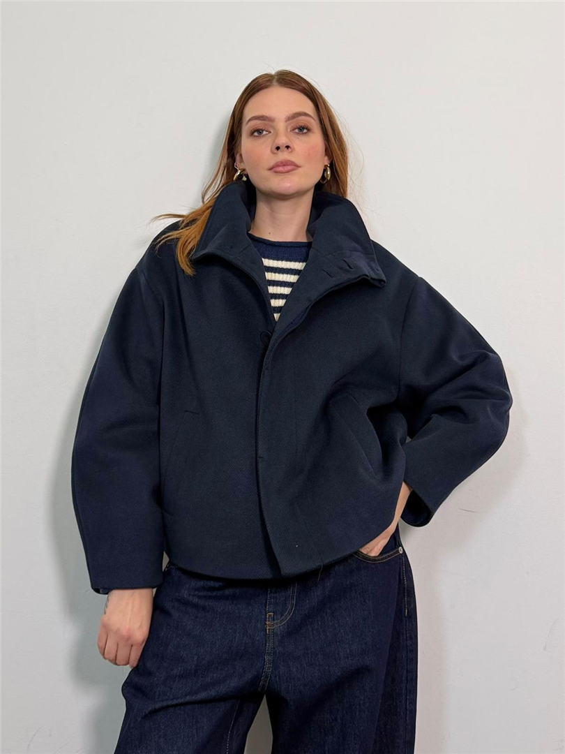 Cappotto Corto Collo Alto - Haveone cod. KIA_R117  color:blu