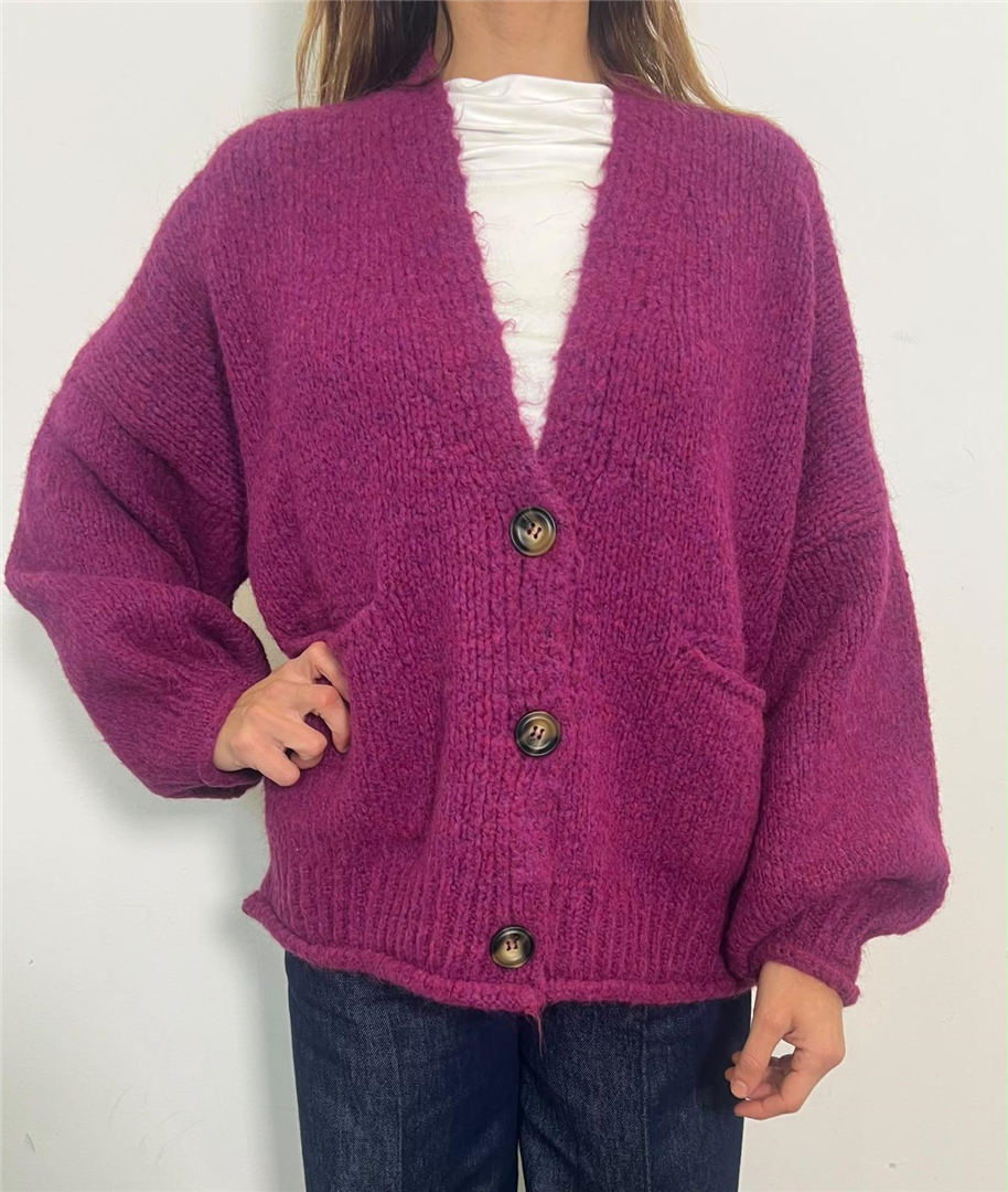 Cardigan 3 Bottoni E Tasche - Haveone cod. JIT_R026  color:amarena