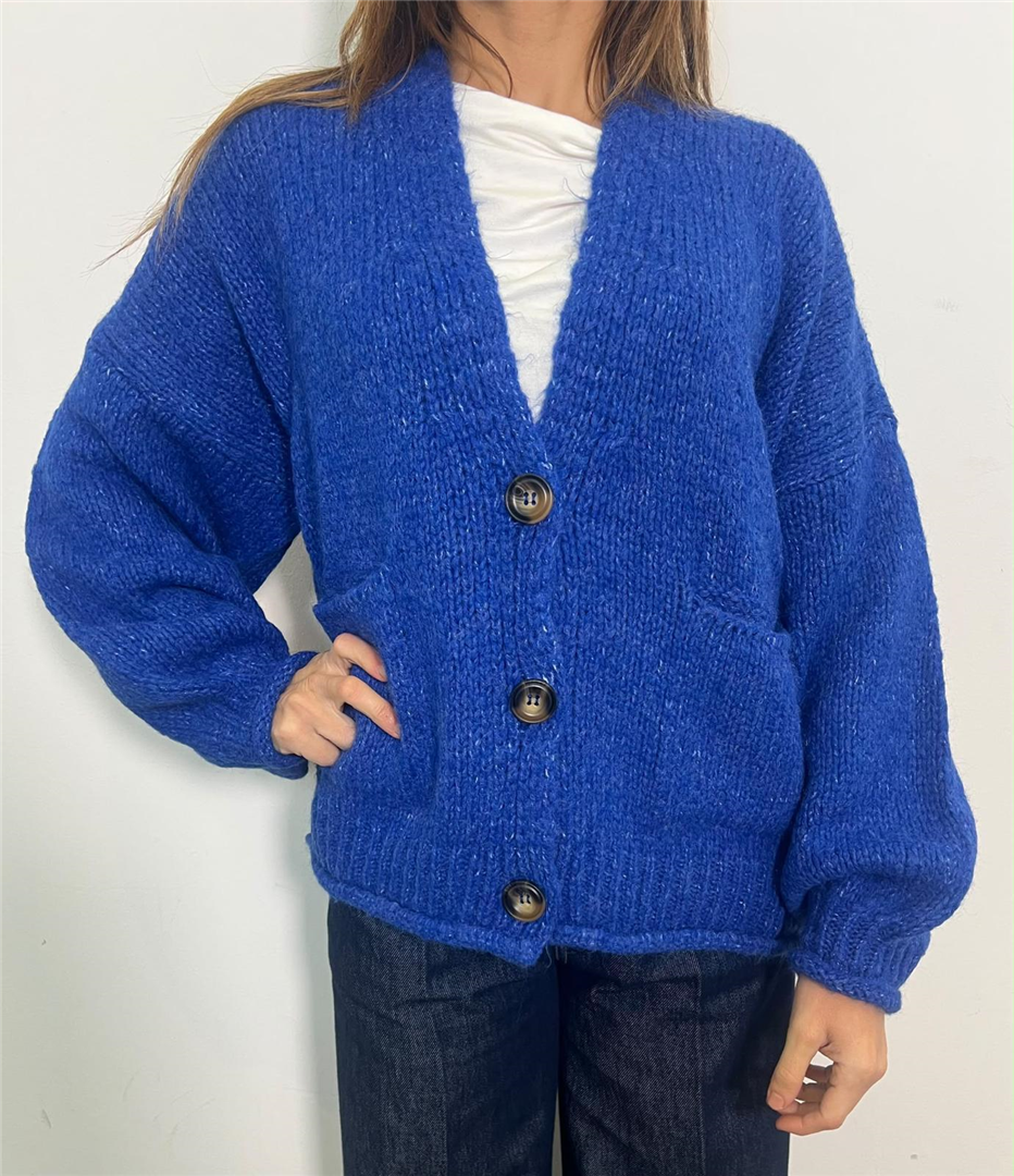 Cardigan 3 Bottoni E Tasche - Haveone cod. JIT_R026  color:blu cina