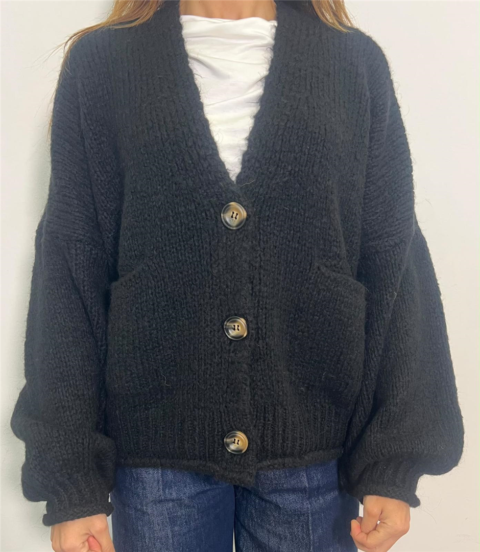 Cardigan 3 Bottoni E Tasche - Haveone cod. JIT_R026  color:nero