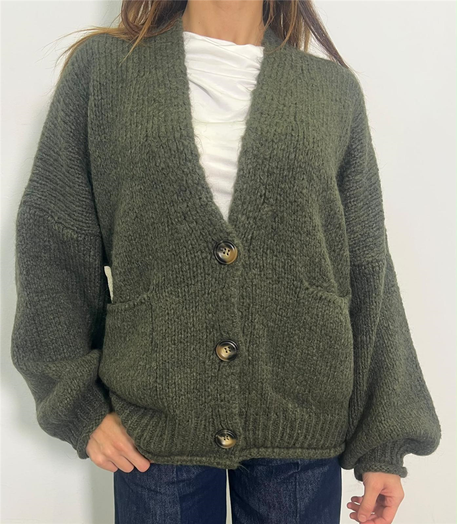 Cardigan 3 Bottoni E Tasche - Haveone cod. JIT_R026  color:militare