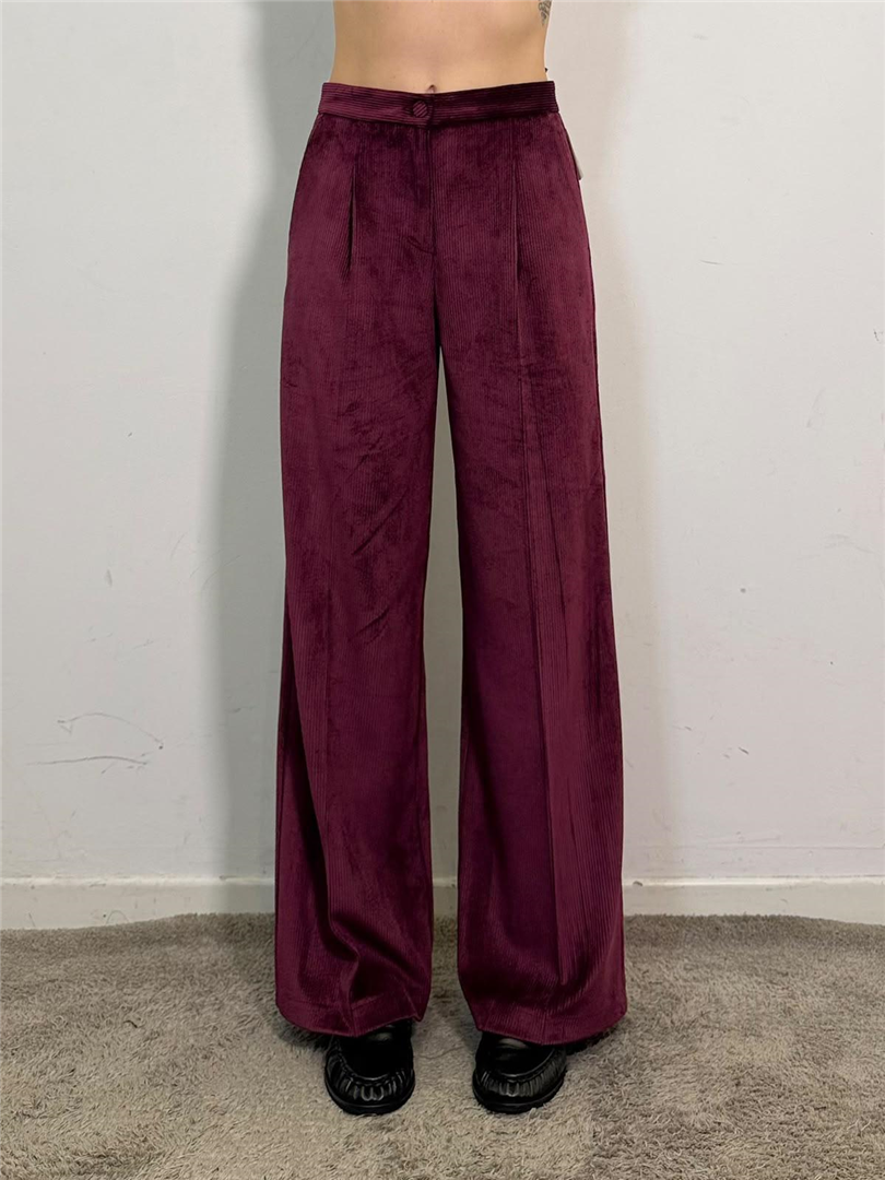 Pantalone Palazzo In Velluto Con Pinces - Vicolo cod. TAC1879  color:borgogna