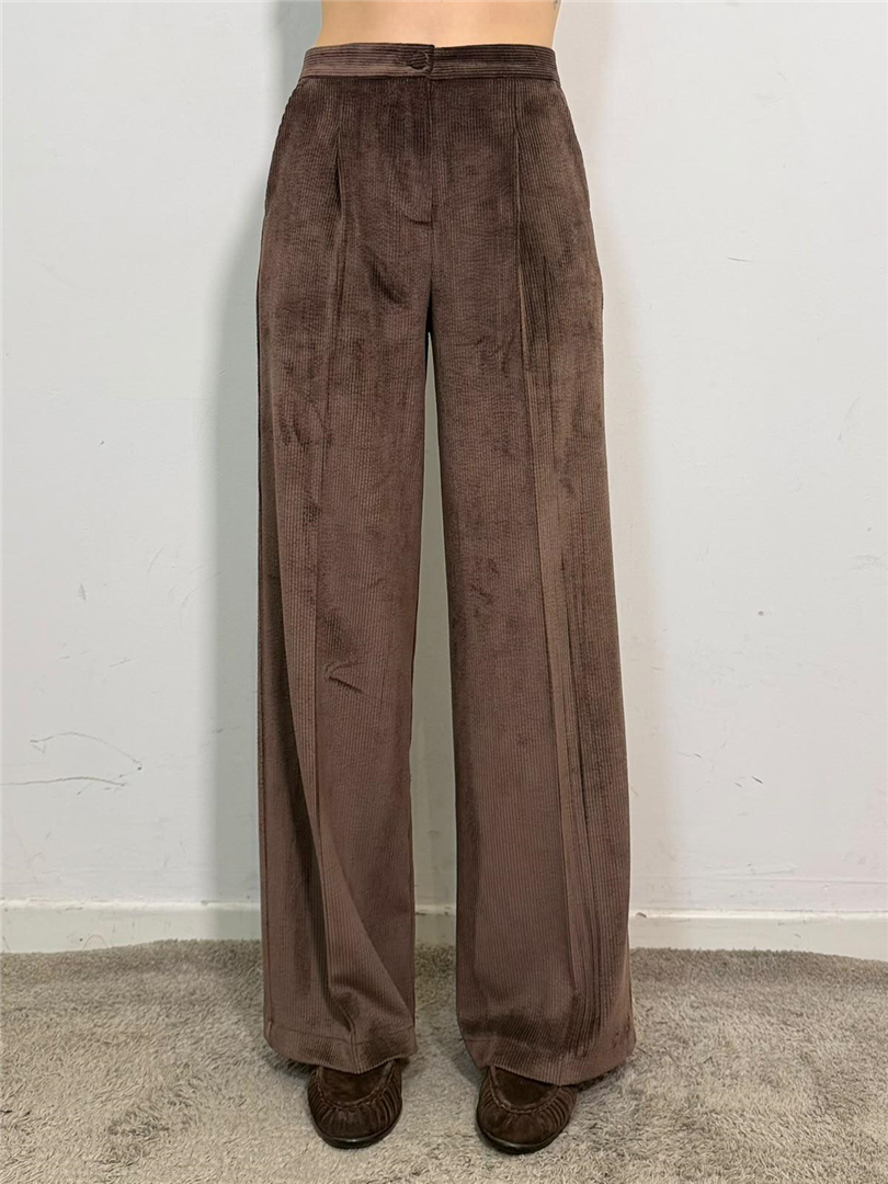 Pantalone Palazzo In Velluto Con Pinces - Vicolo cod. TAC1879  color:cioccolato