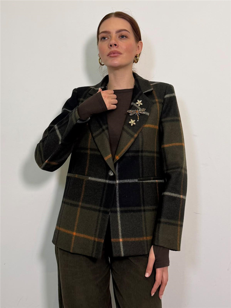 Blazer Check Con Spille - Vicolo cod. TAC1739  color:blu