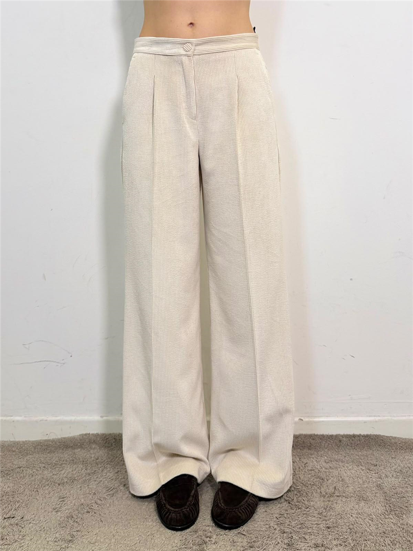 Pantalone Palazzo In Velluto Con Pinces - Vicolo cod. TAC1879  color:burro